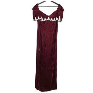 Vintage 90s Jordan Velvet Off Shoulder Full Length Dress Medium